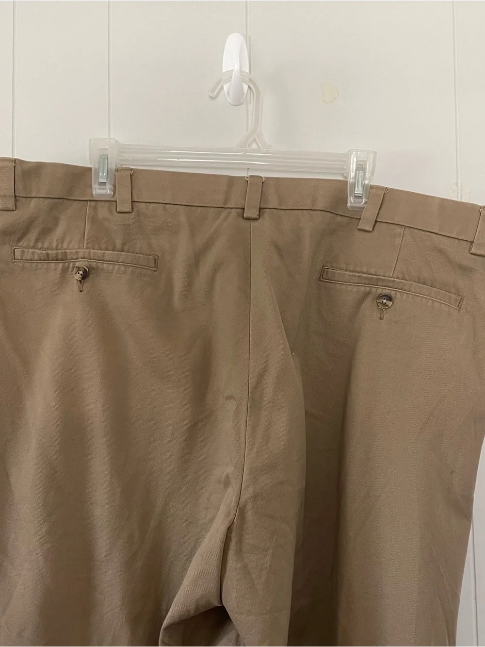 George Mens Khaki Pleated Dress Pants 44x30 Mocha Cotton Trouser Chinos